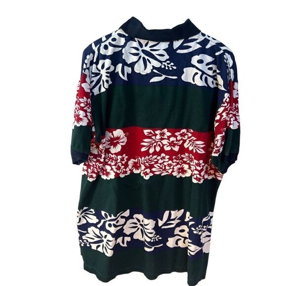 Vintage Navy blue 100 cotton short sleeve polo Hawaiian  shirt - Picture 2 of 13